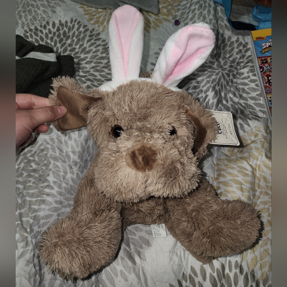 Brown Plush Dog with Bunny Ears